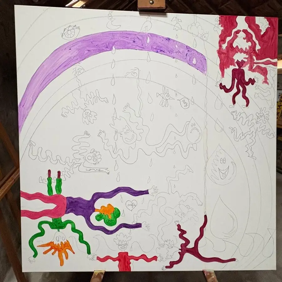 A painting on an easel