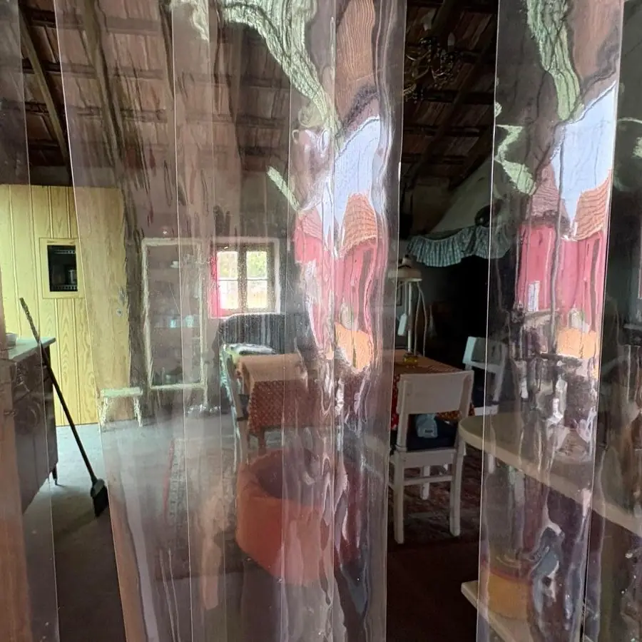 The studio, through a curtain